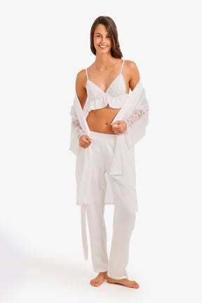Lace Striped 3-Piece Pyjama