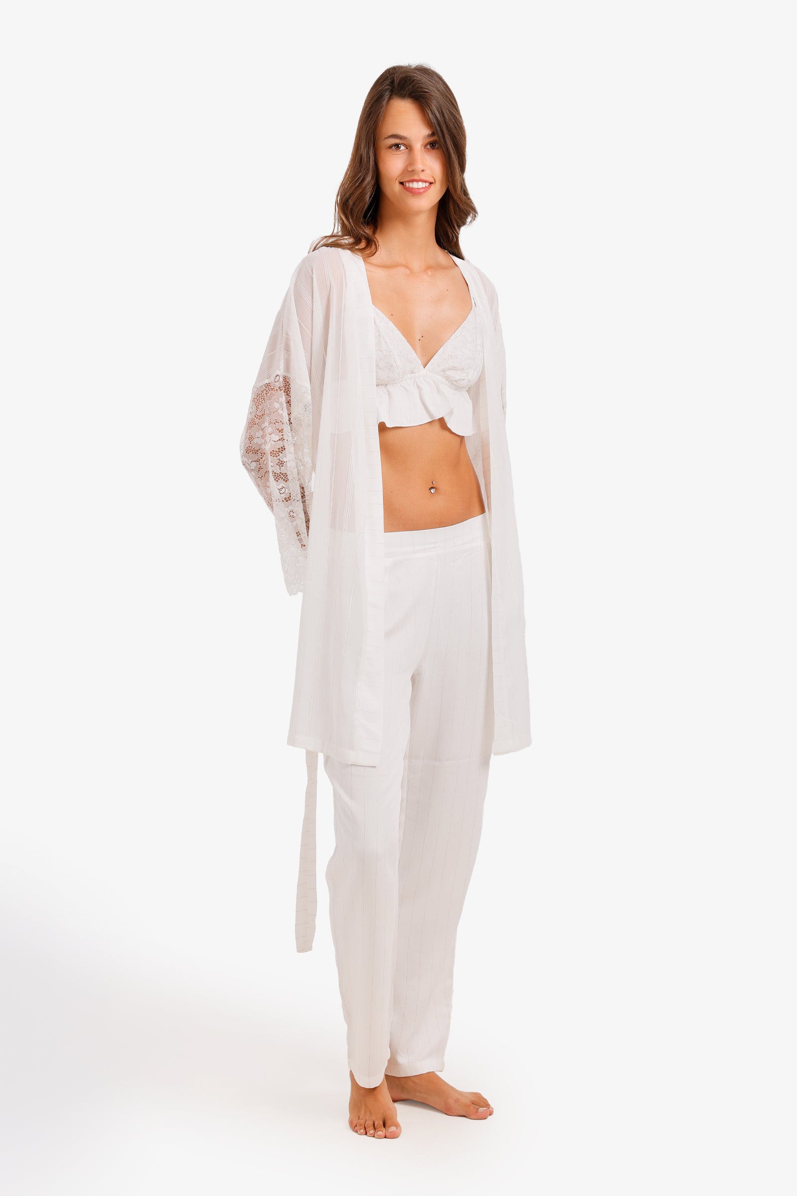 Lace Striped 3-Piece Pyjama