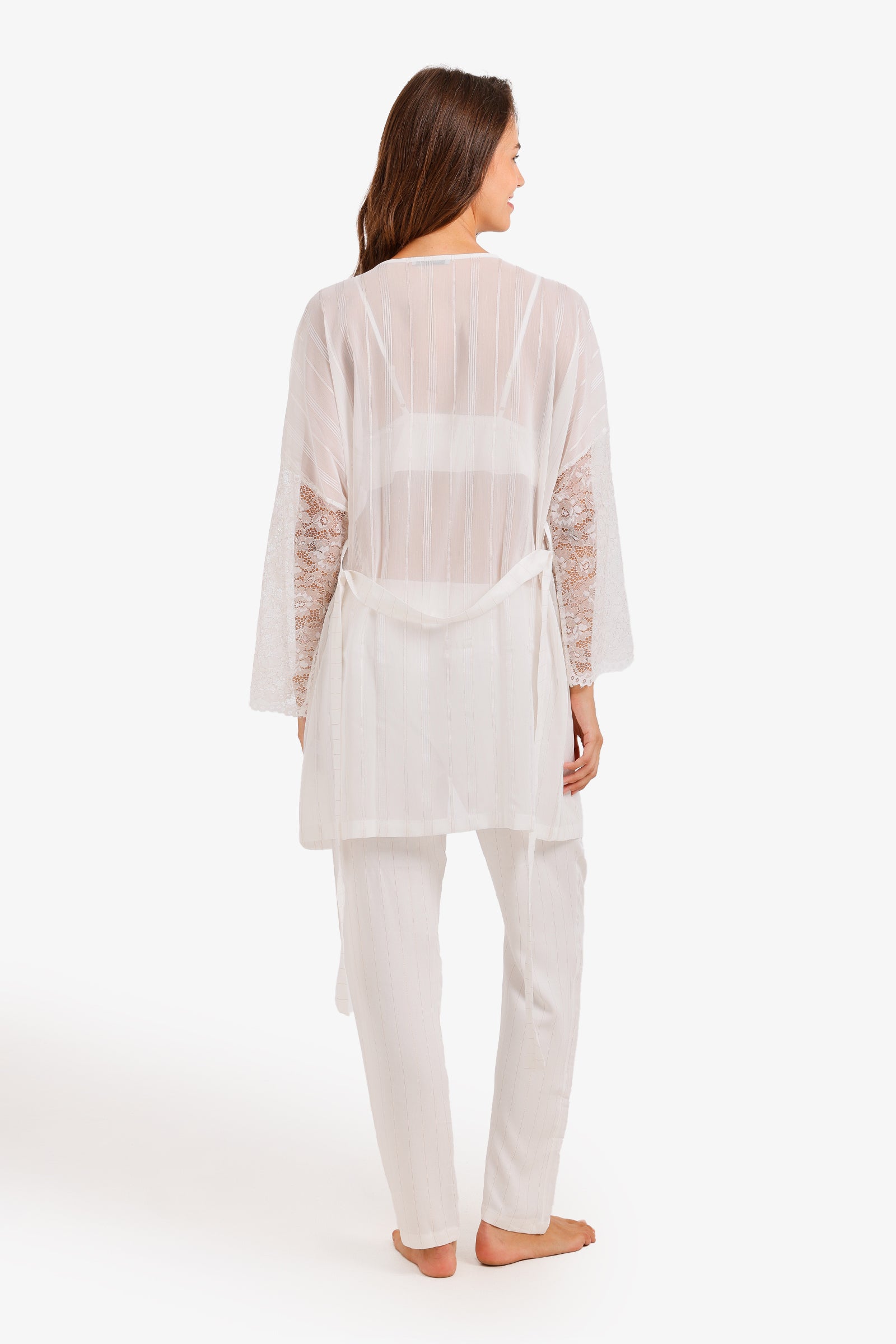 Lace Striped 3-Piece Pyjama