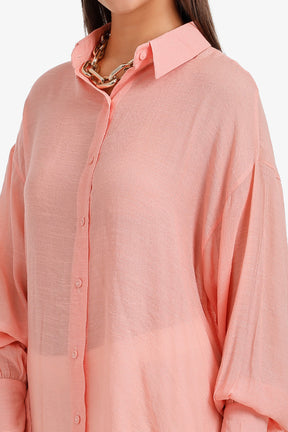 Sheer High-Low Shirt