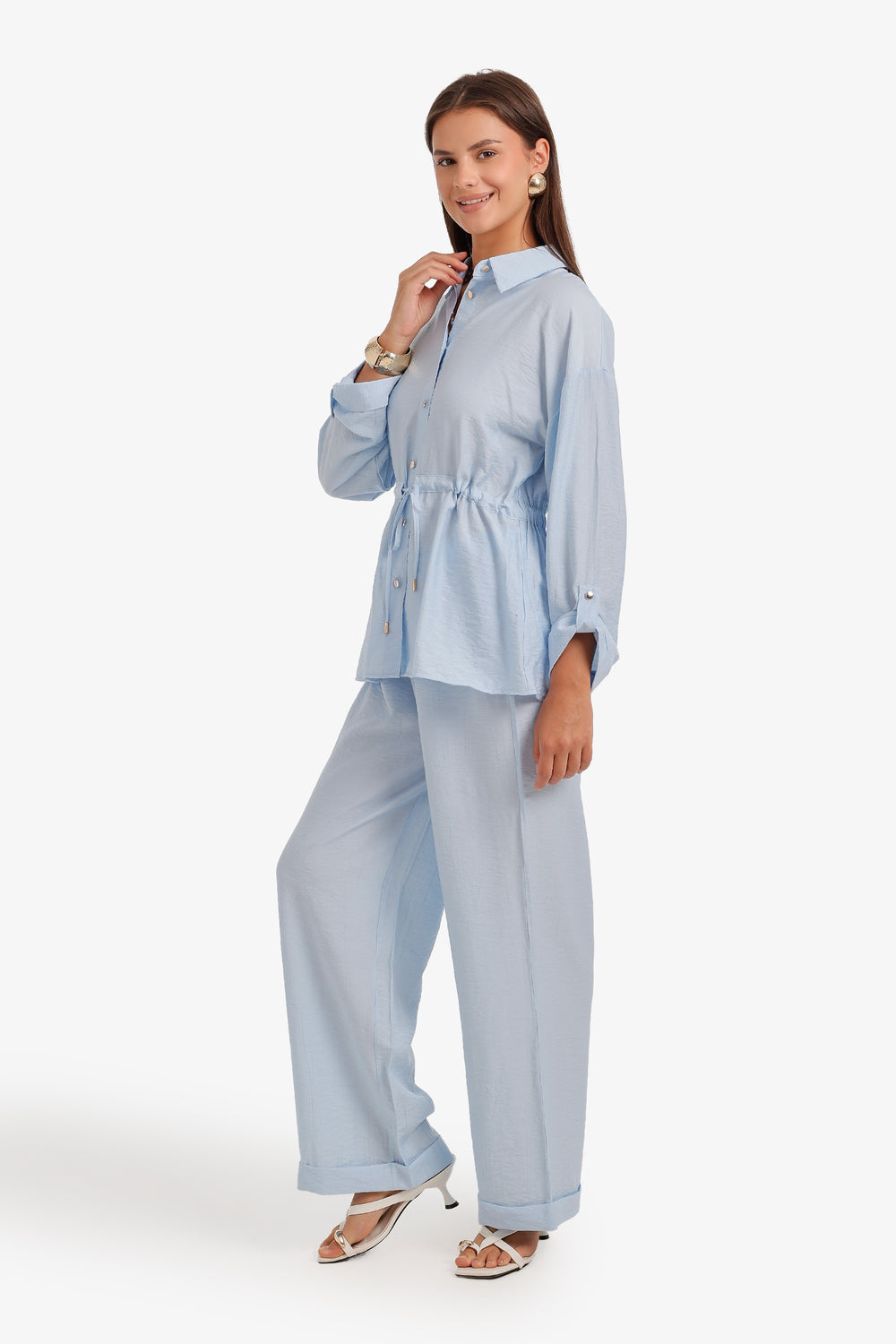 Textured Drawstring Beach Set