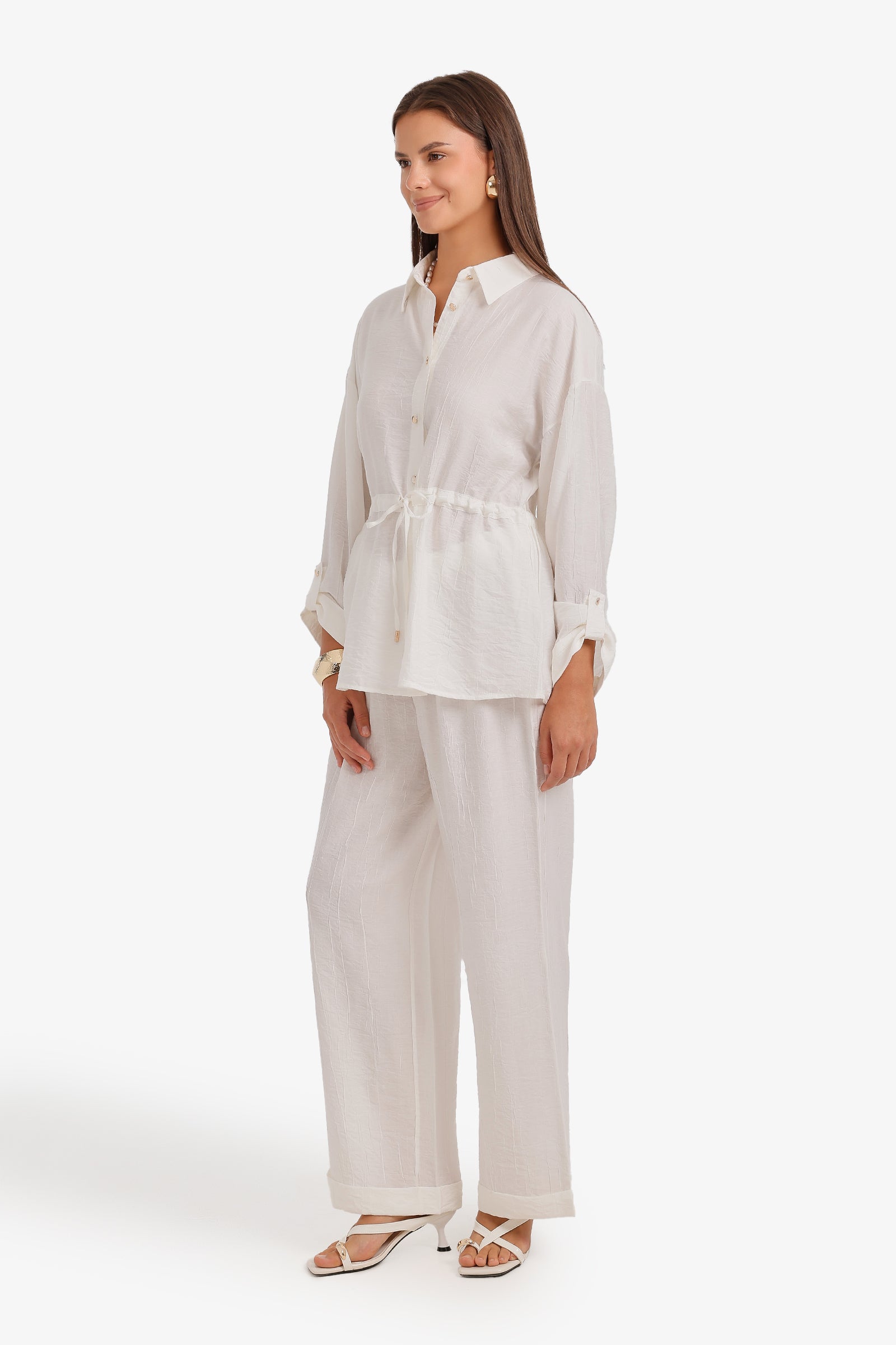 Textured Drawstring Beach Set