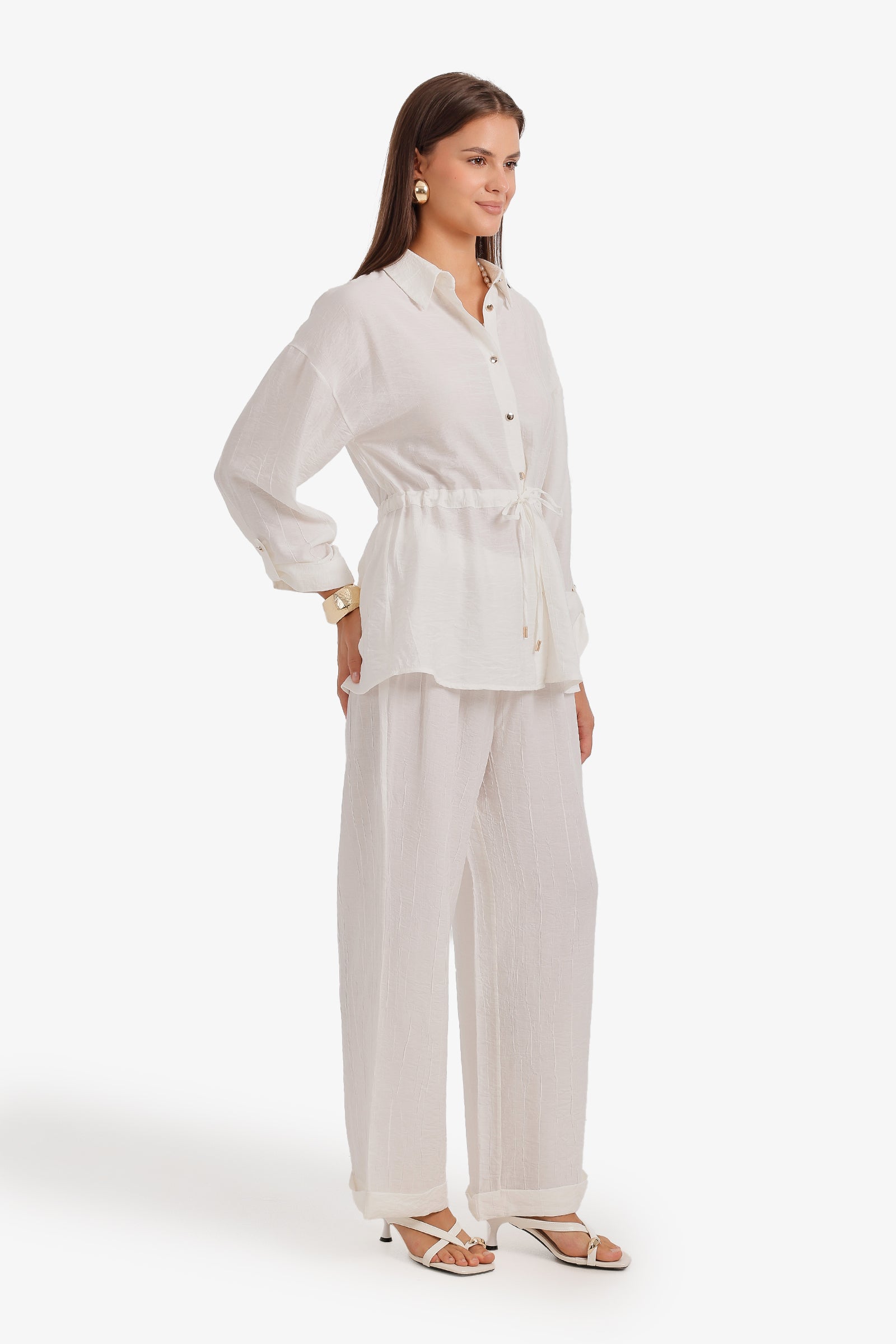 Textured Drawstring Beach Set