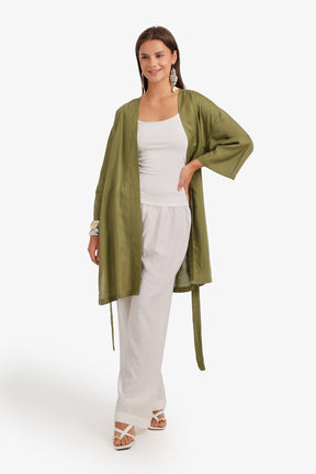 Belted Open-Front Cardigan