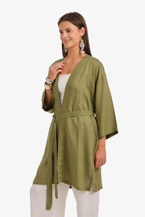 Belted Open-Front Cardigan