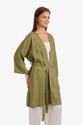Belted Open-Front Cardigan