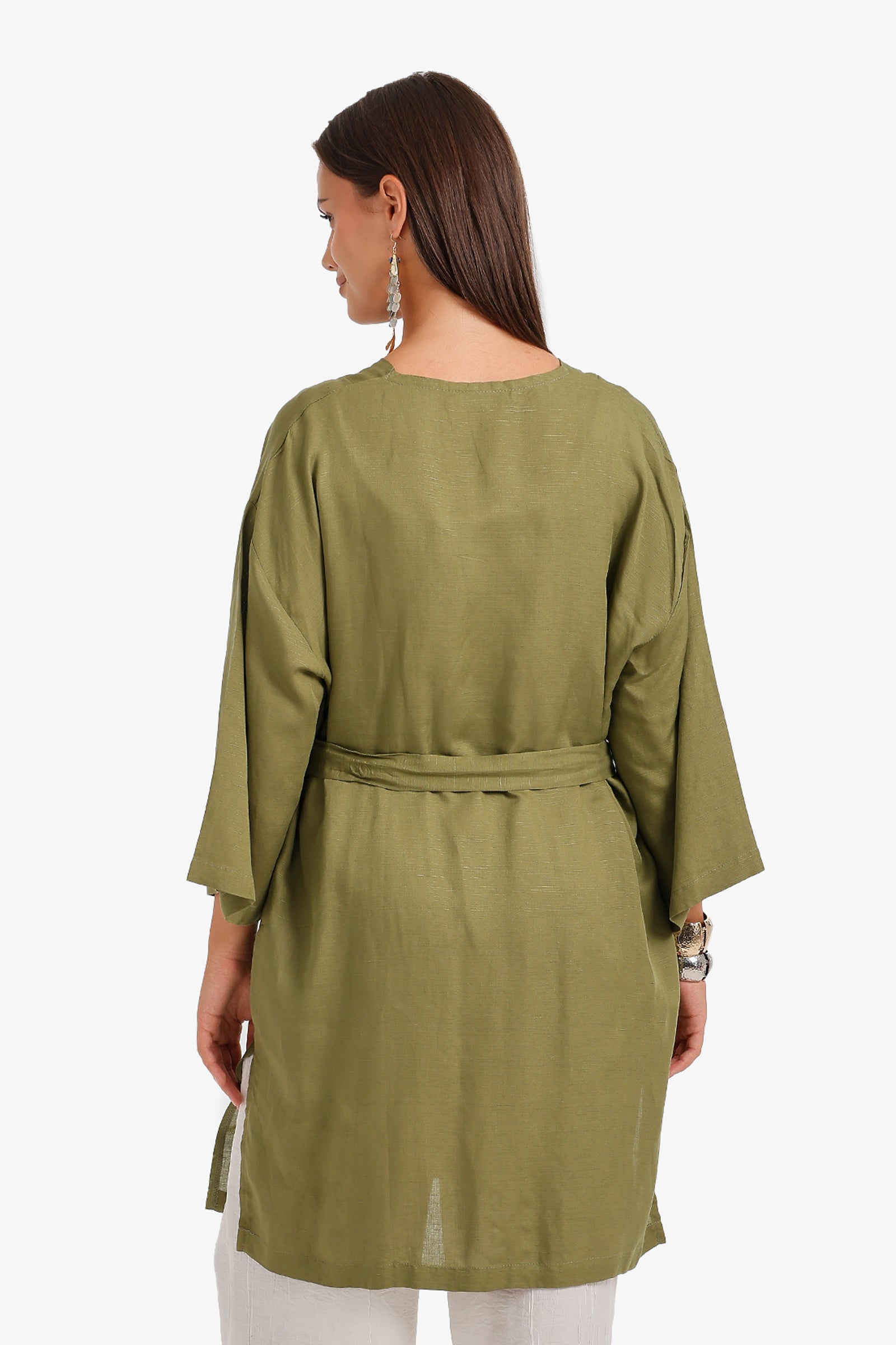 Belted Open-Front Cardigan