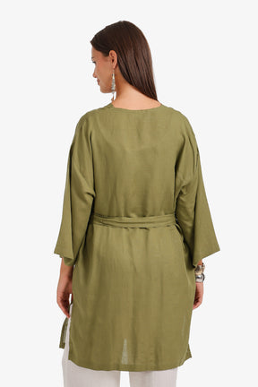 Belted Open-Front Cardigan