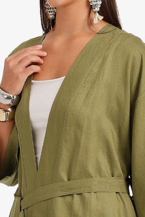Belted Open-Front Cardigan