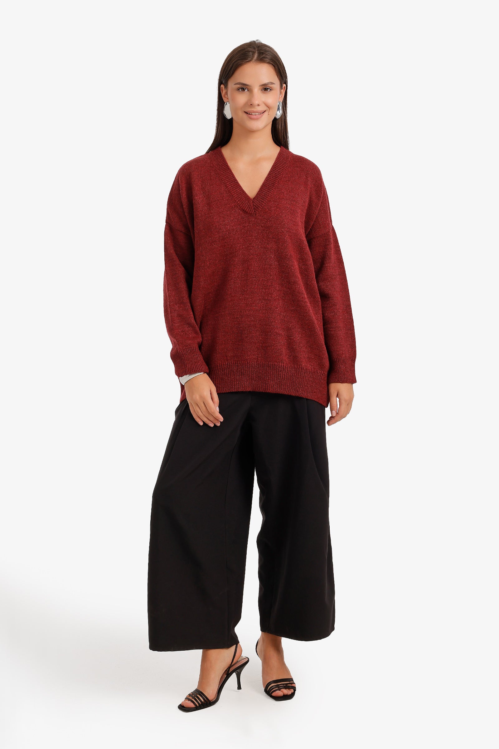 Ribbed-Trim Knit Pullover