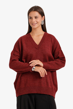 Ribbed-Trim Knit Pullover