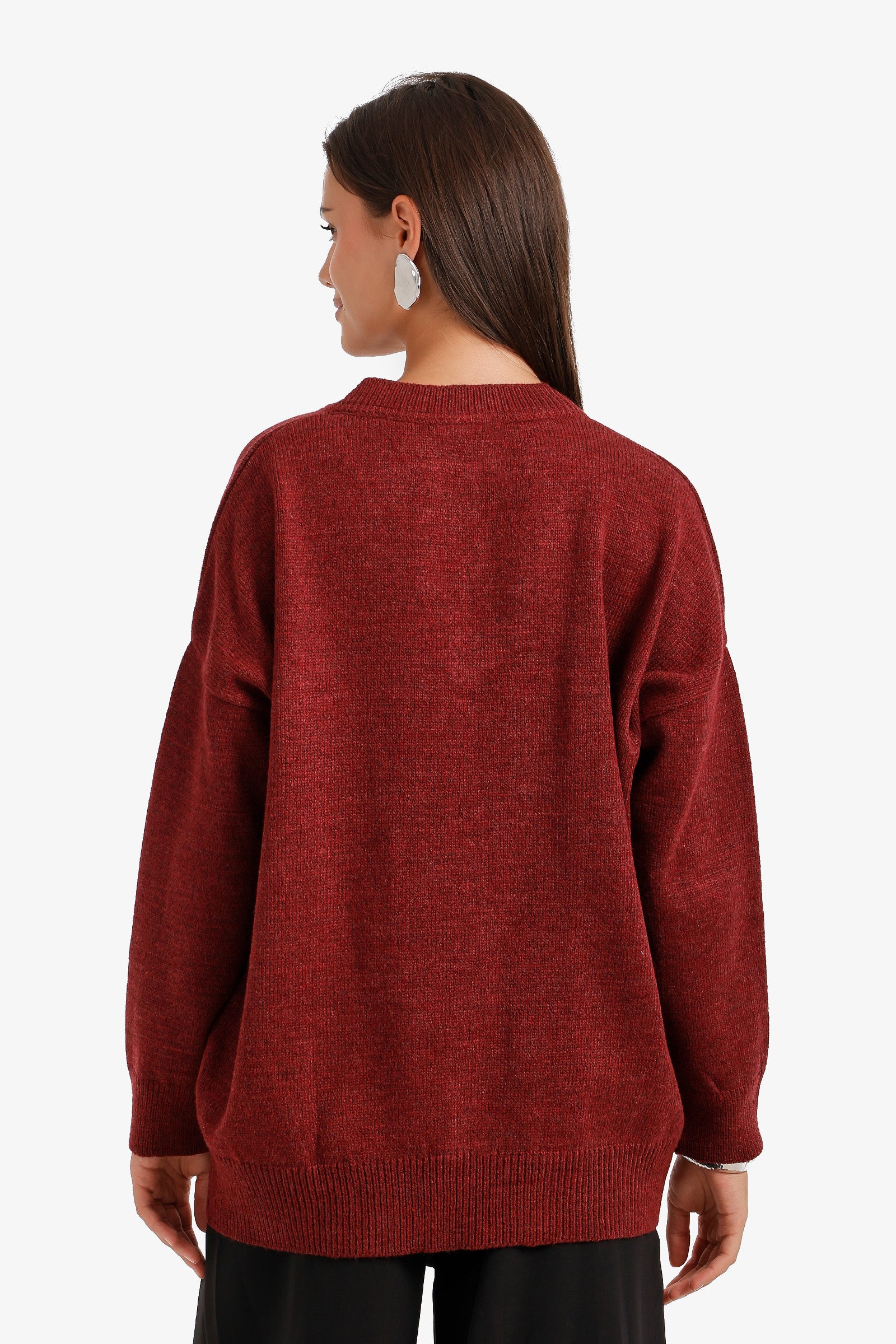Ribbed-Trim Knit Pullover