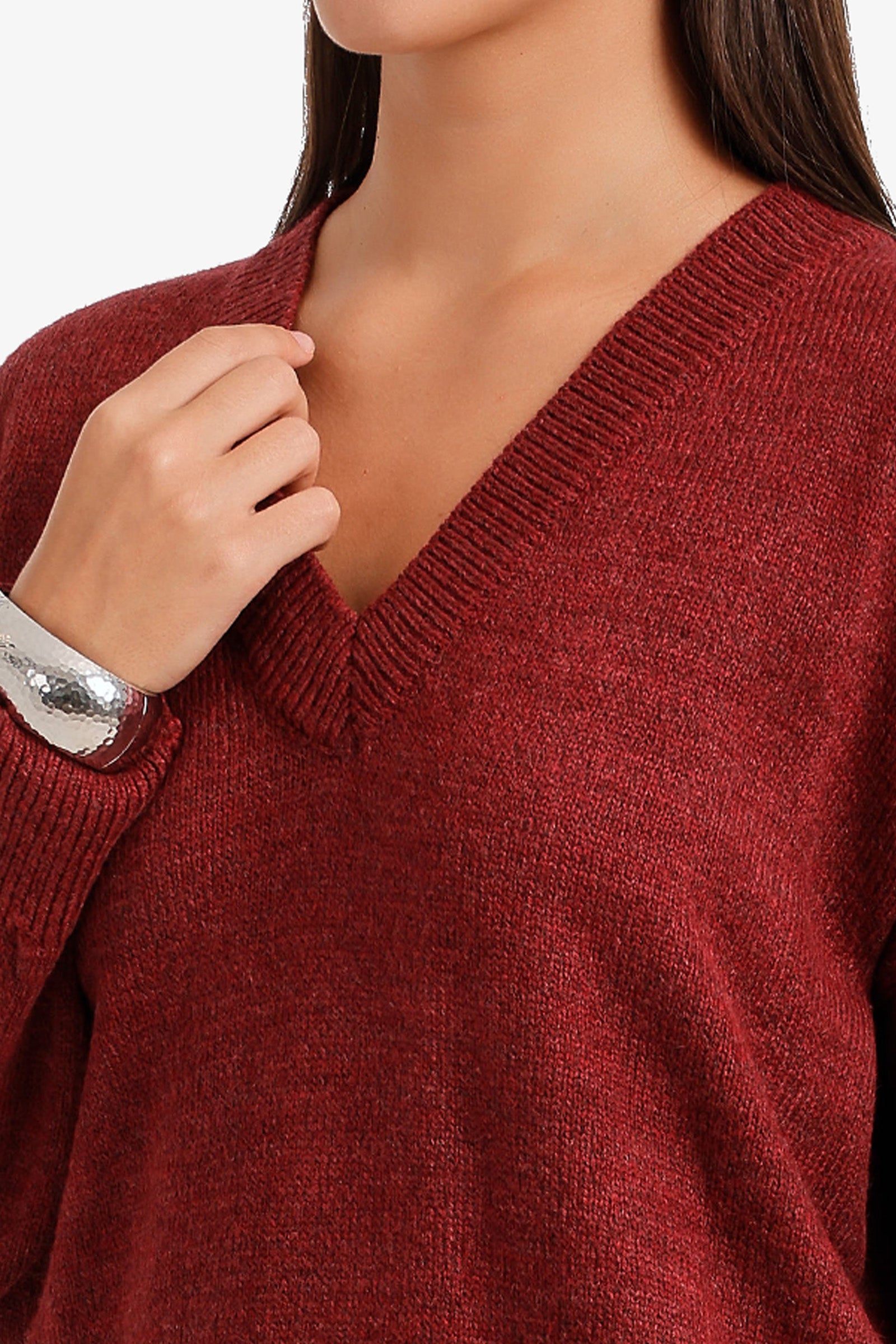 Ribbed-Trim Knit Pullover