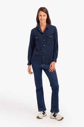 Snap-Button Denim Shirt
