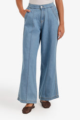 Front-Seam Denim Pants