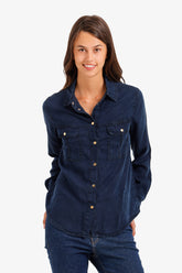 Snap-Button Denim Shirt