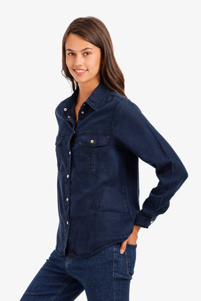 Snap-Button Denim Shirt