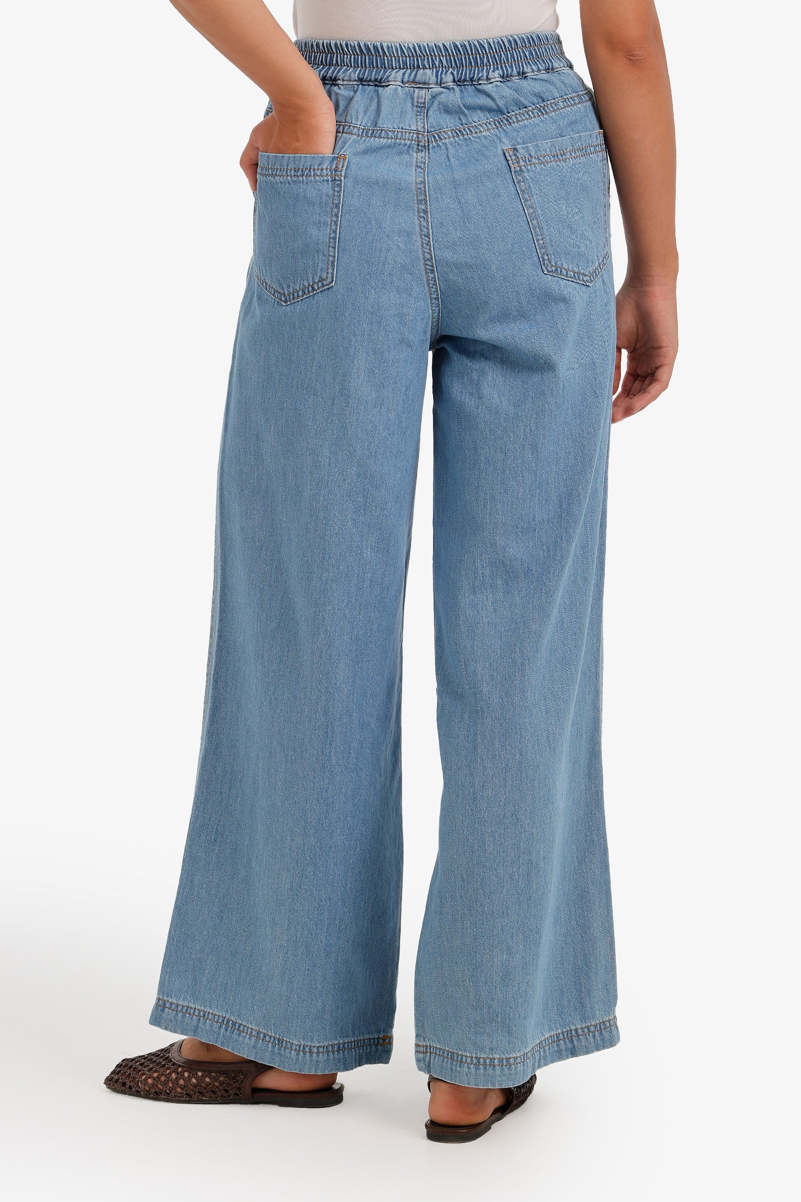 Front-Seam Denim Pants