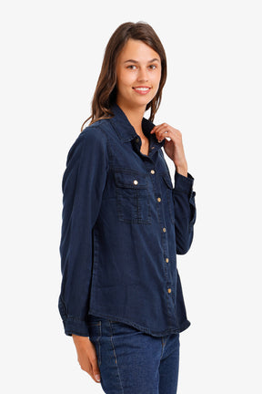 Snap-Button Denim Shirt