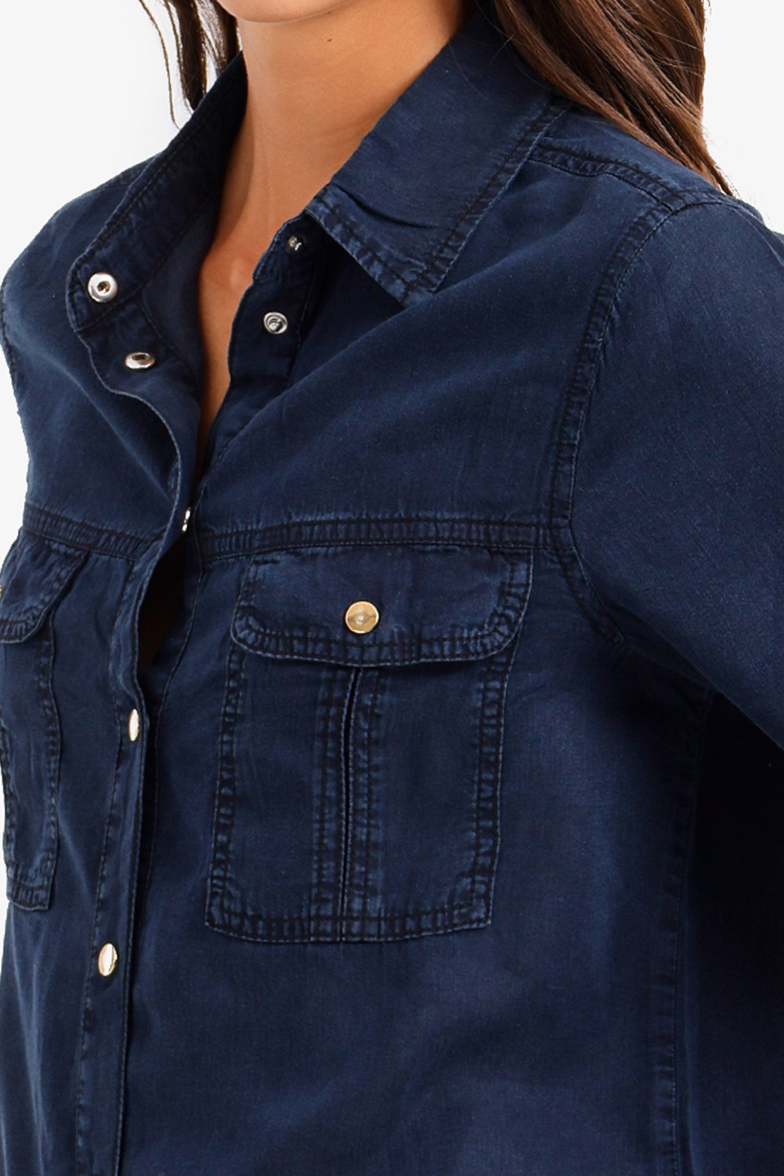 Snap-Button Denim Shirt