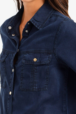 Snap-Button Denim Shirt
