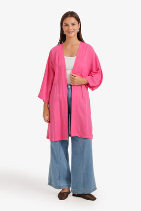 Belted Open-Front Cardigan