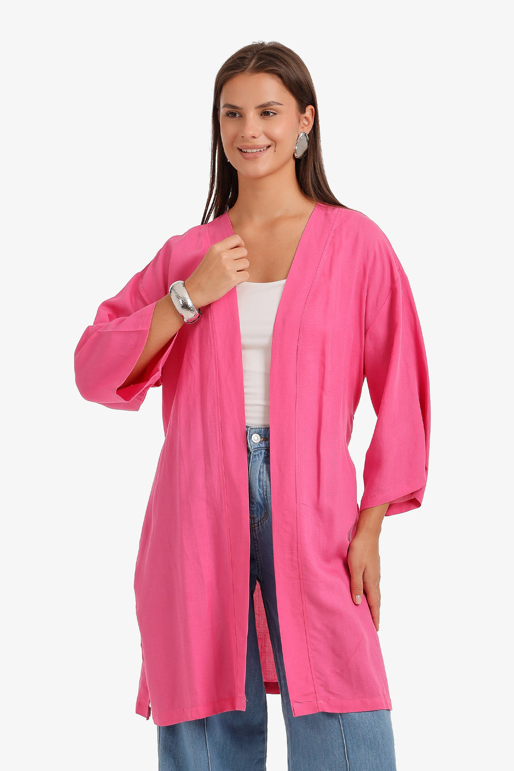 Belted Open-Front Cardigan