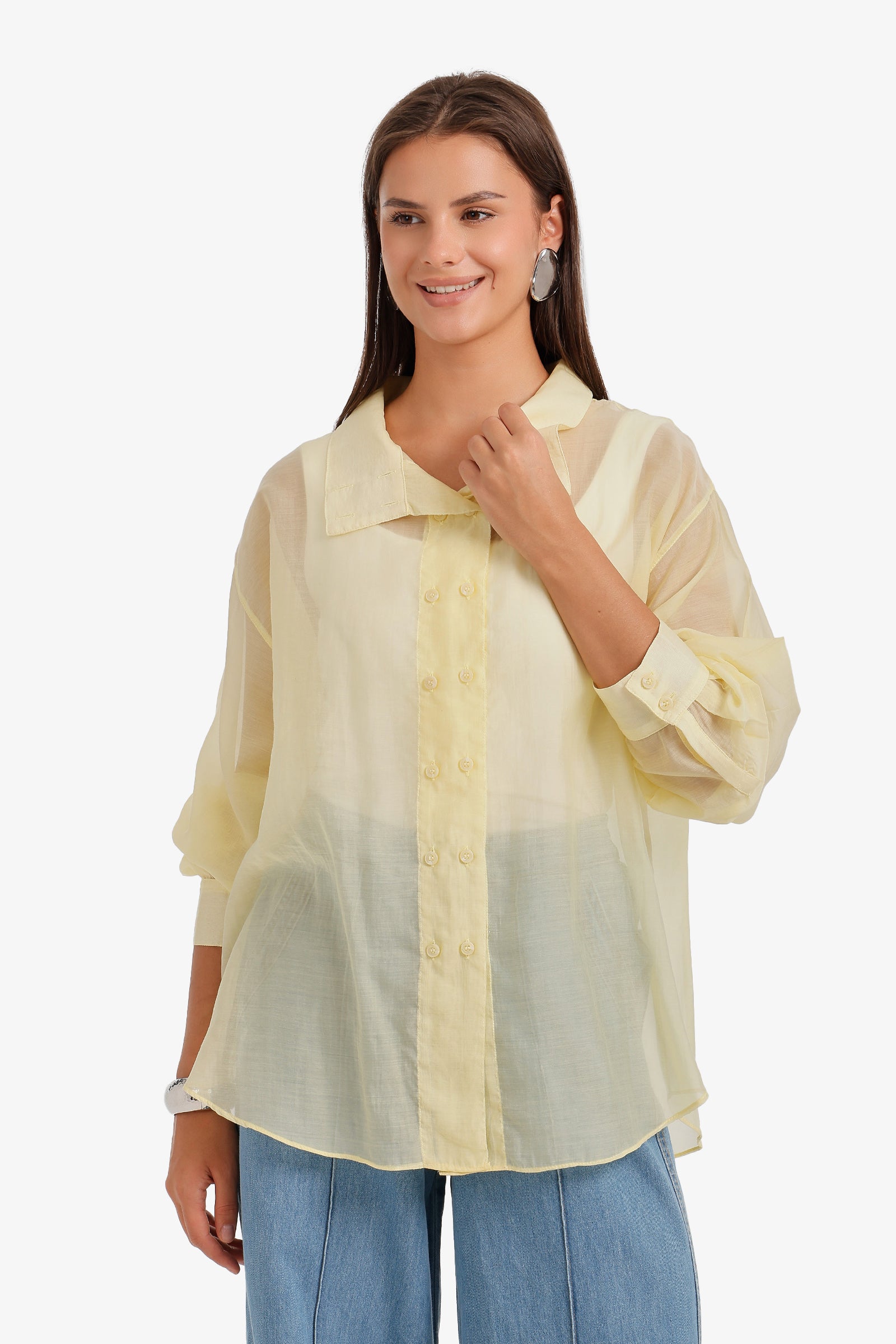 Sheer Double-Breasted Shirt