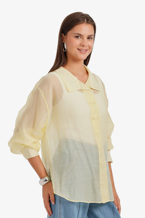 Sheer Double-Breasted Shirt