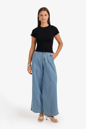 Front-Seam Denim Pants