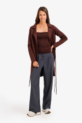 Knee-Length Belted Coat