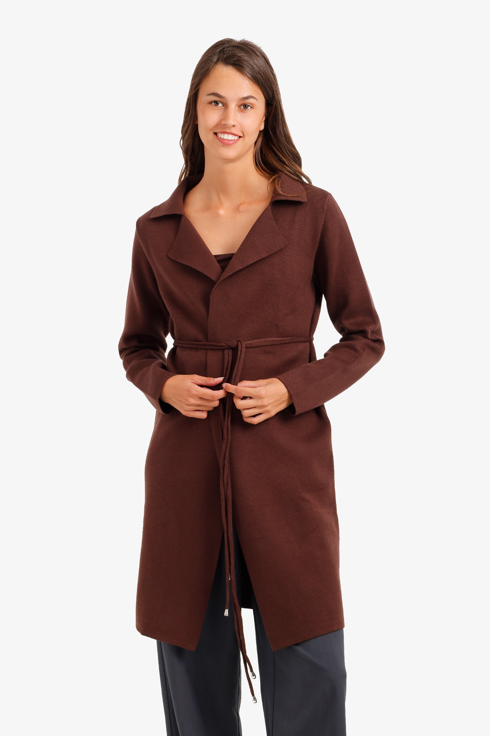Knee-Length Belted Coat