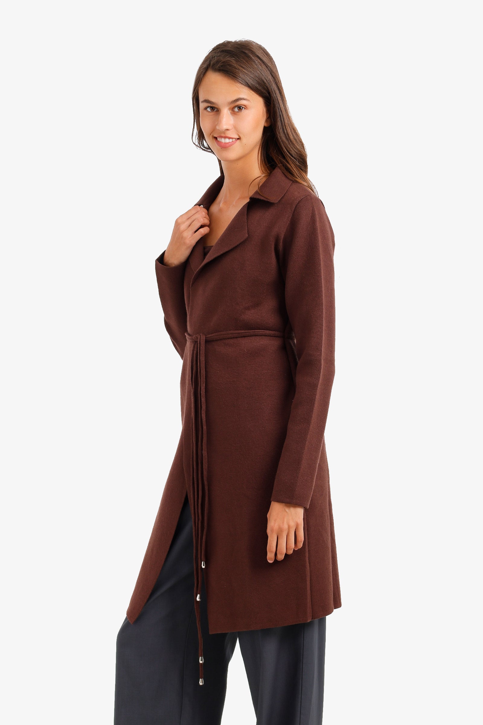 Knee-Length Belted Coat