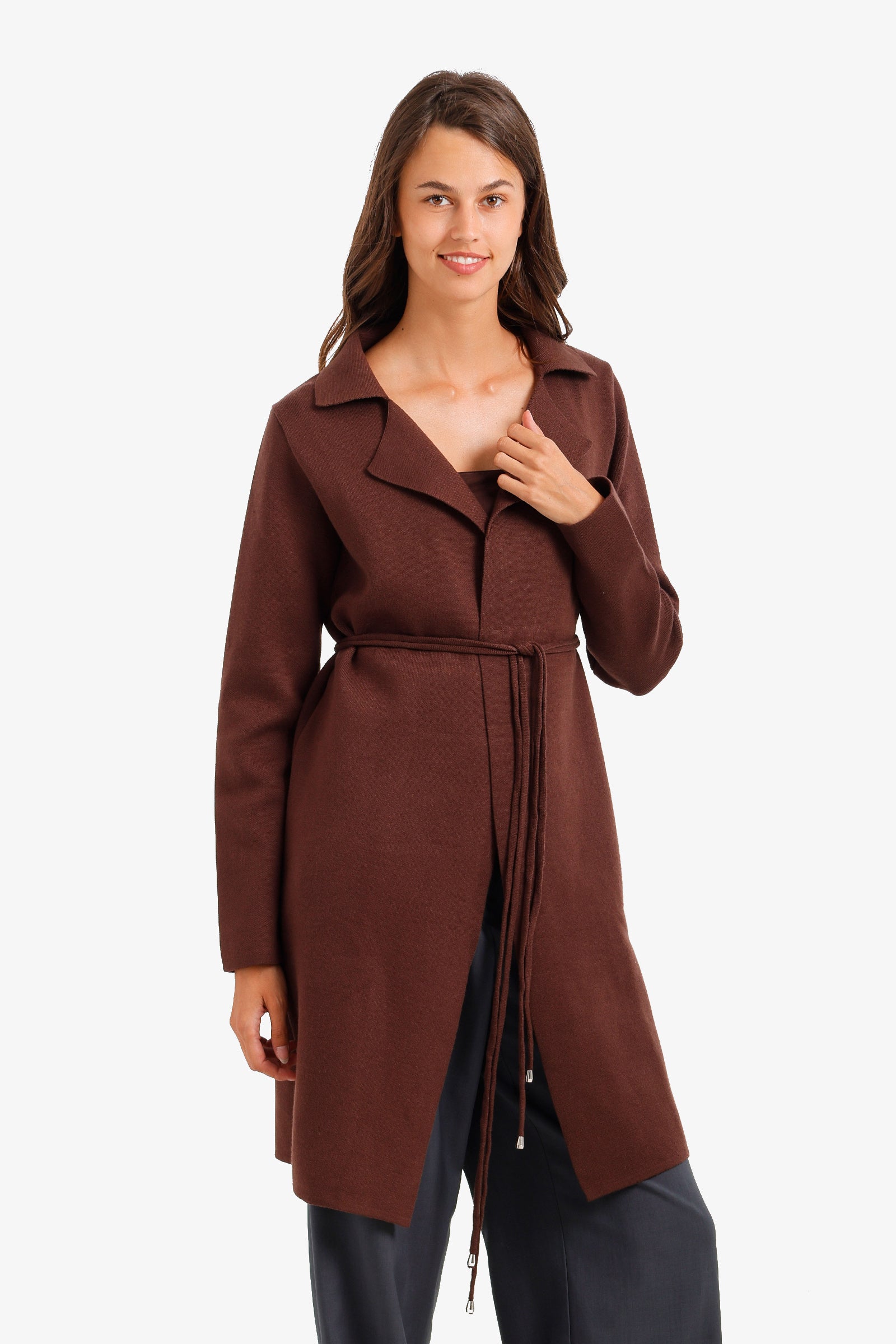 Knee-Length Belted Coat