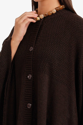 Asymmetric Button Front Poncho
