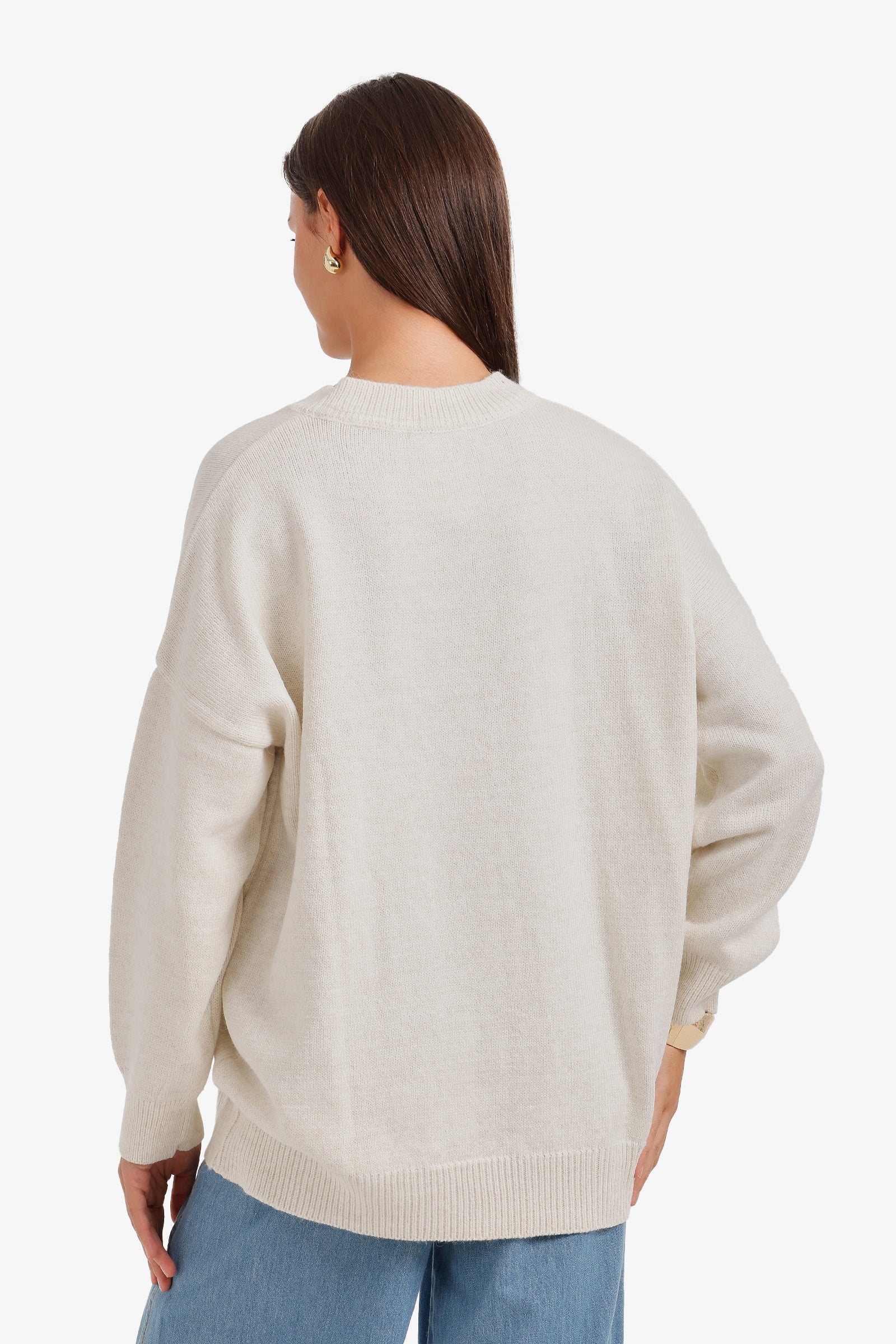 Ribbed-Trim Knit Pullover