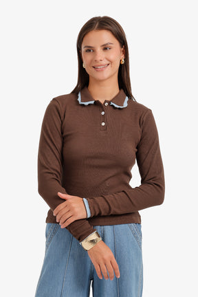 Ribbed Polo Top