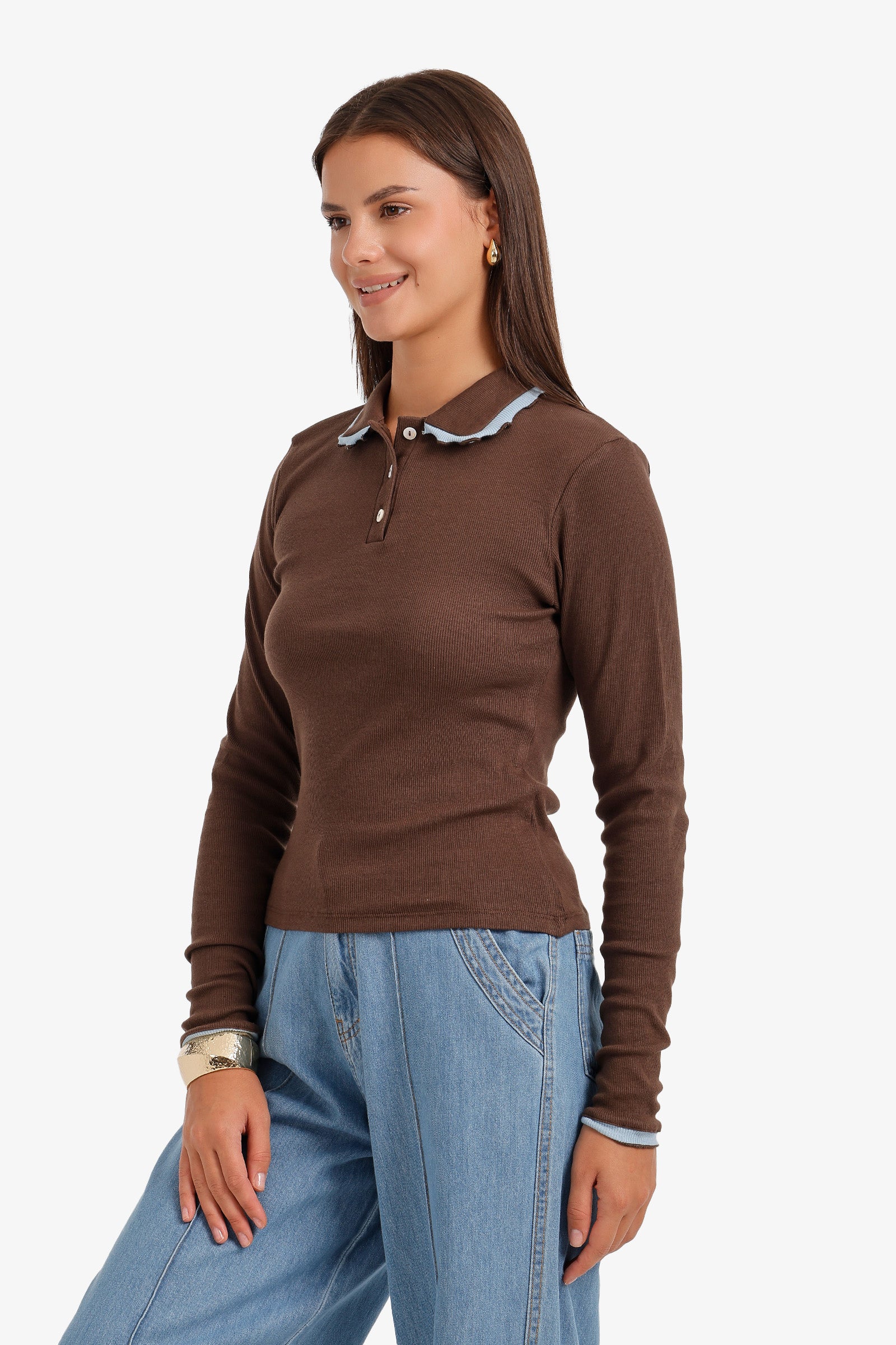 Ribbed Polo Top