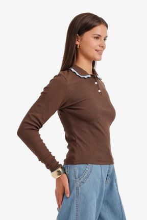 Ribbed Polo Top
