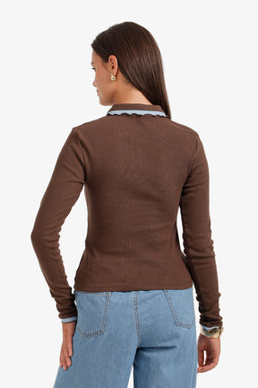 Ribbed Polo Top
