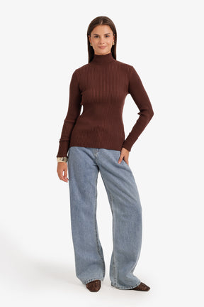 Ribbed Slim Flit Pullover