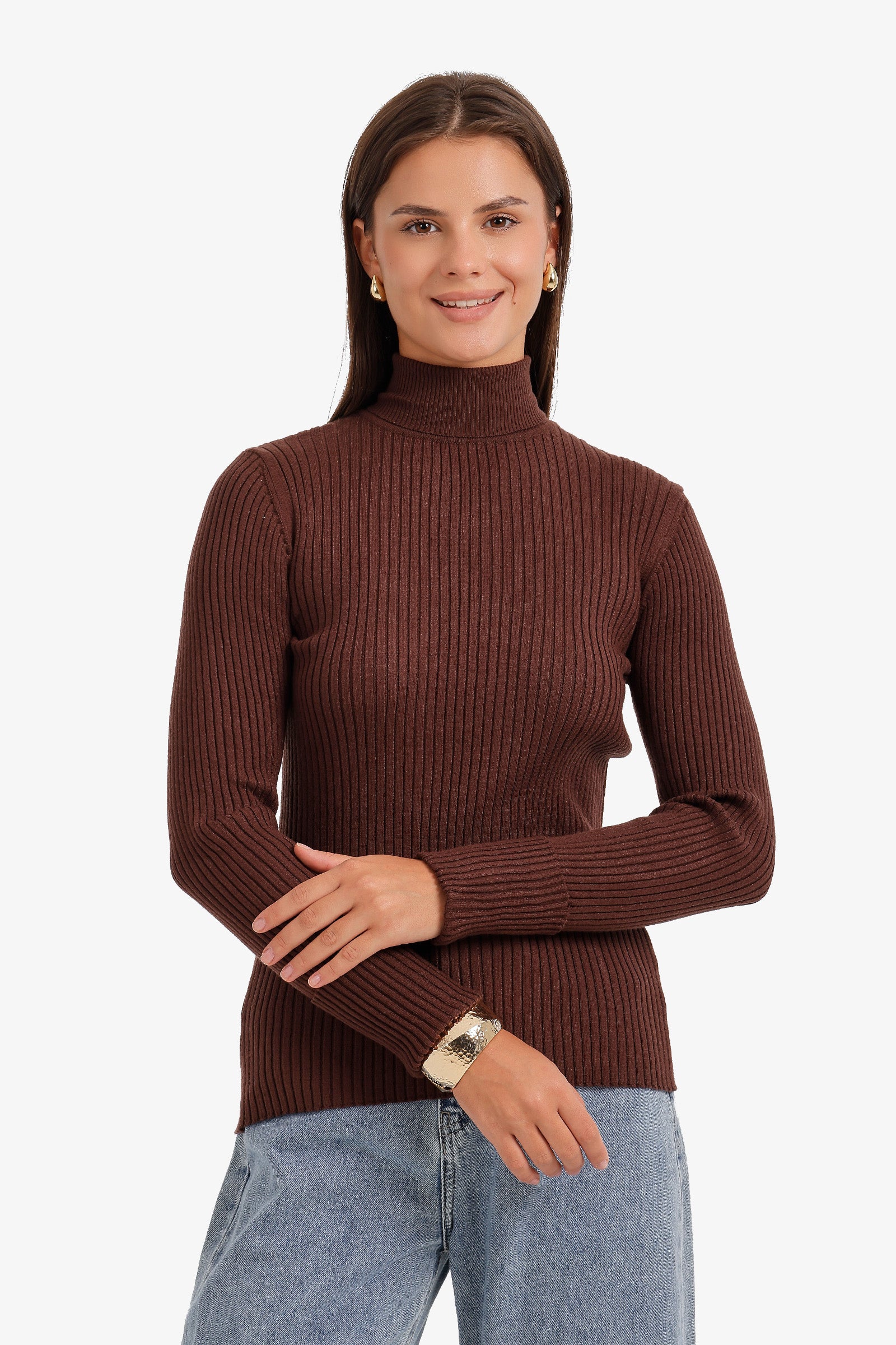 Ribbed Slim Flit Pullover