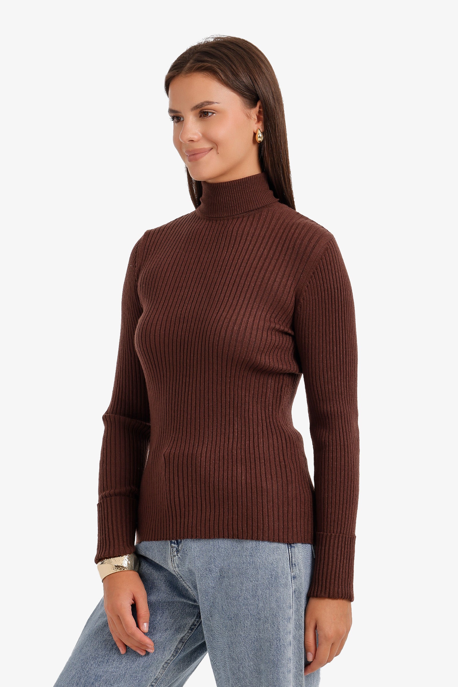 Ribbed Slim Flit Pullover