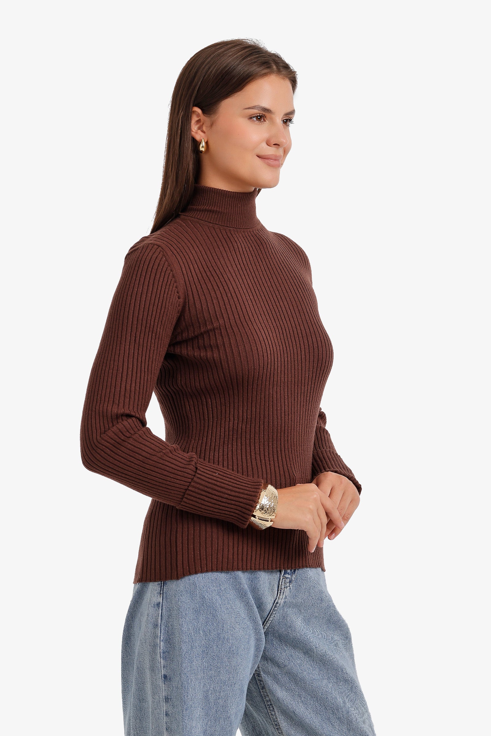 Ribbed Slim Flit Pullover