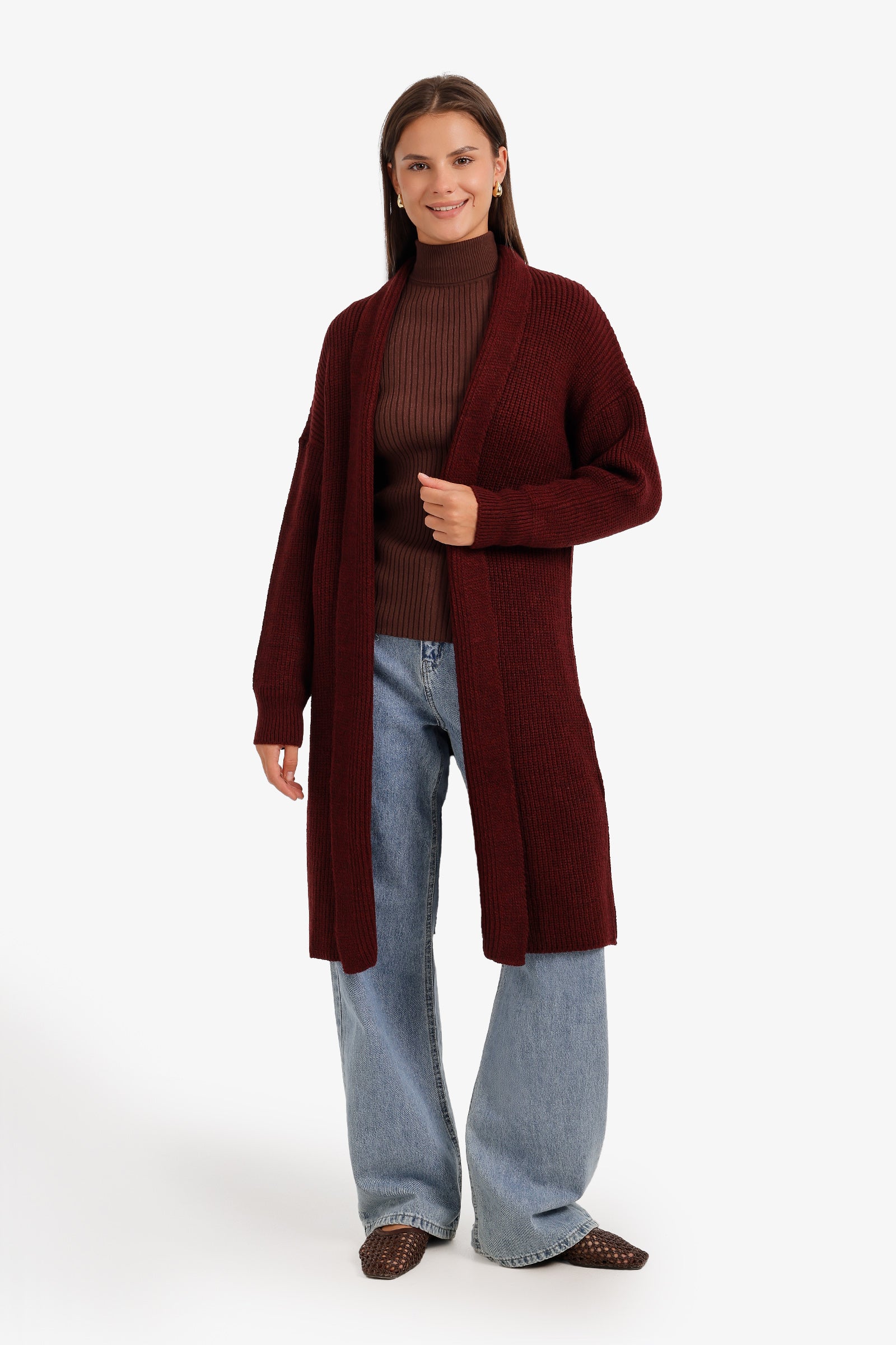 Ribbed Shawl Collar Cardigan