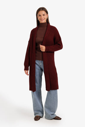 Ribbed Shawl Collar Cardigan