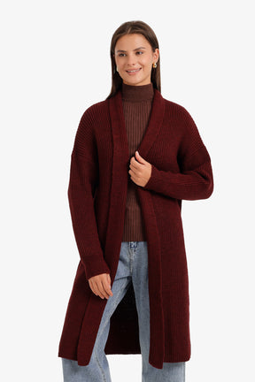 Ribbed Shawl Collar Cardigan
