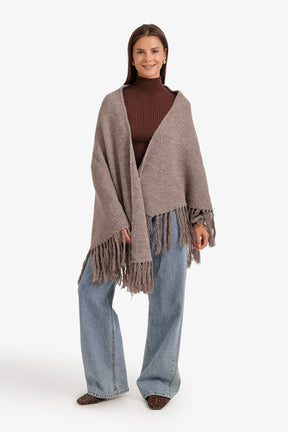 Fringed Trim Poncho