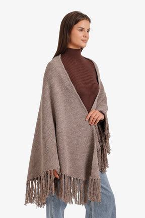 Fringed Trim Poncho