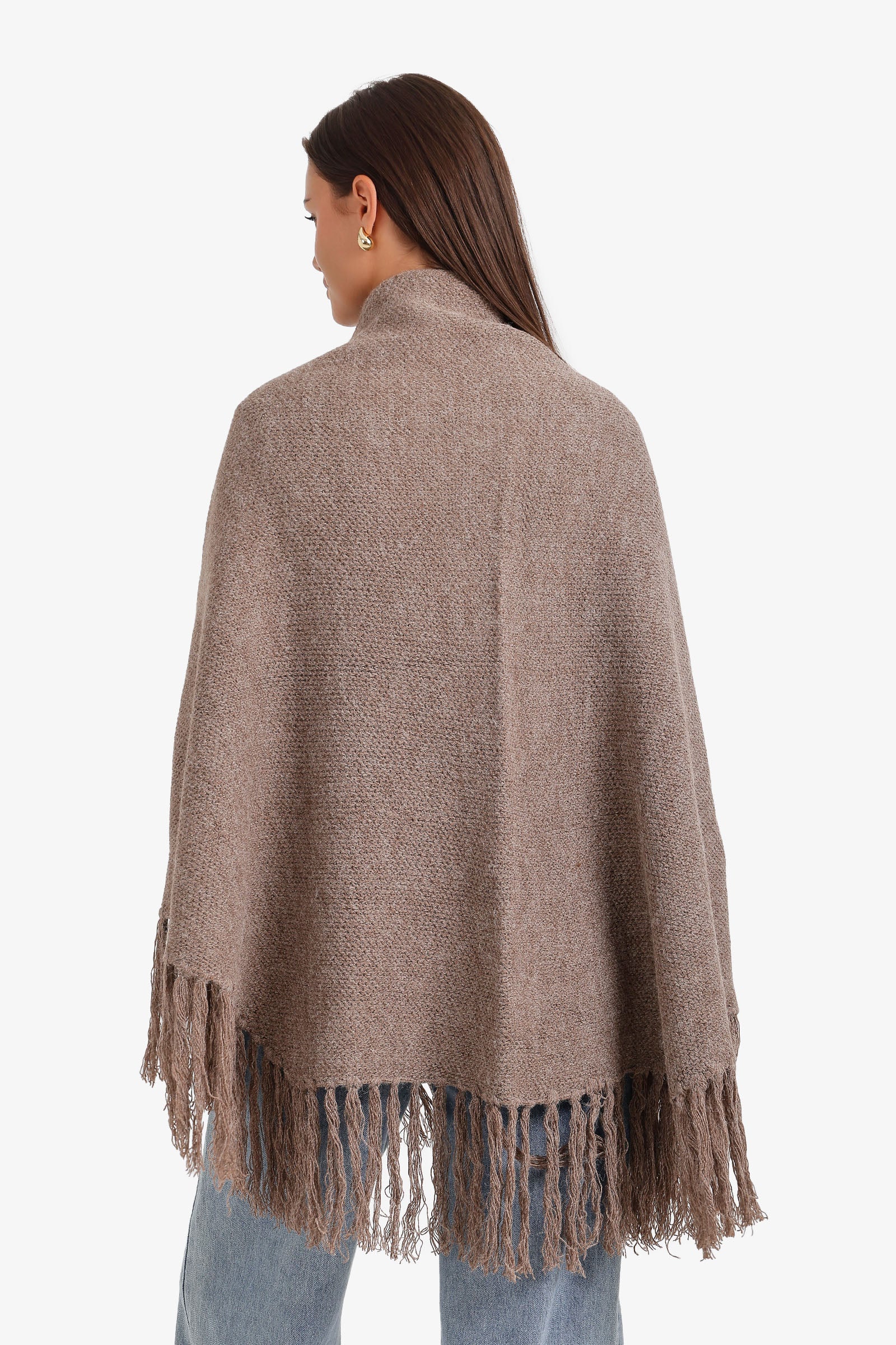 Fringed Trim Poncho